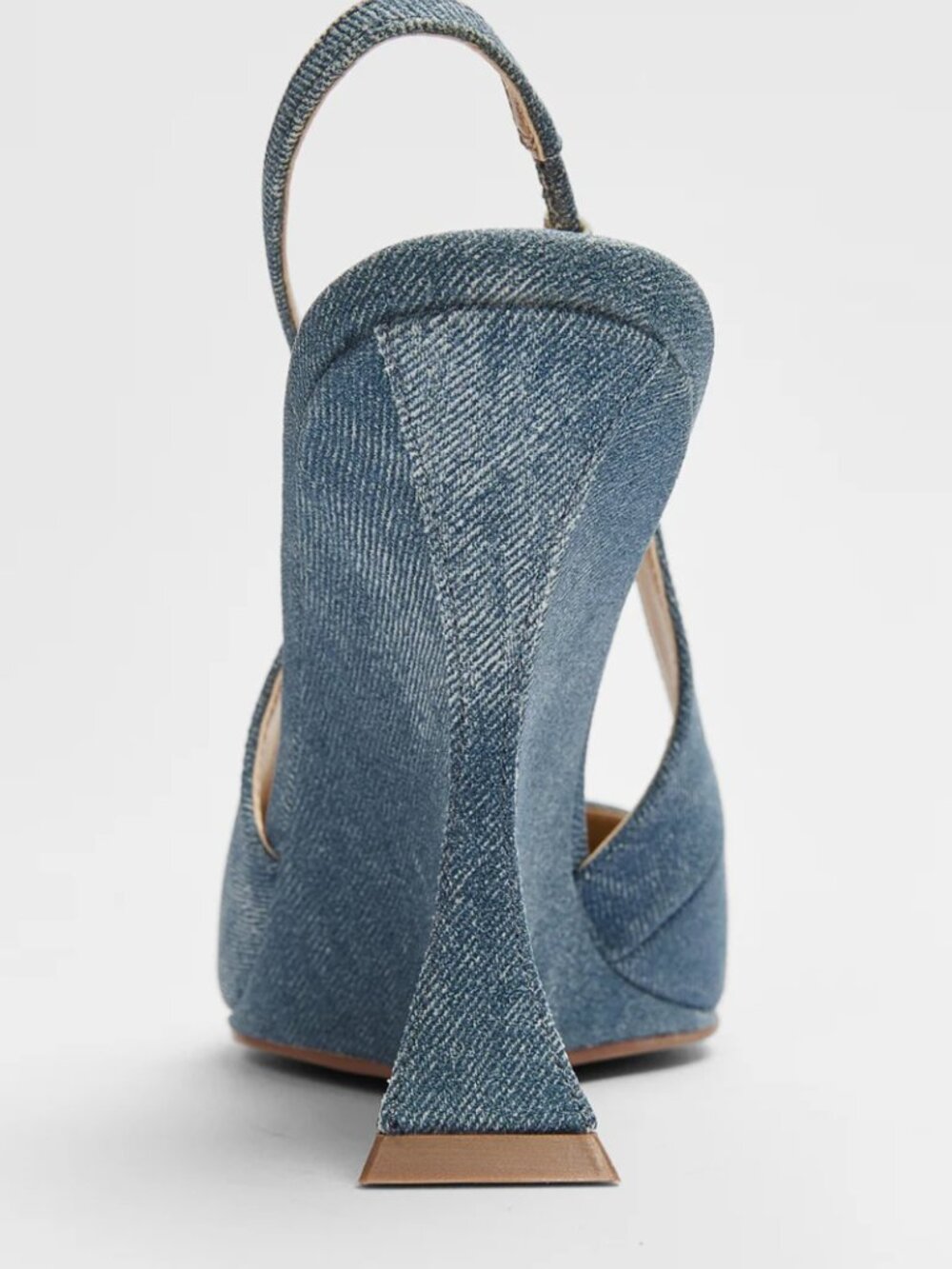NEW! DENIM Light Blue Jeans Slingback Wedge Pump Heels Shoes | SIZE 8 - Picture 5 of 6